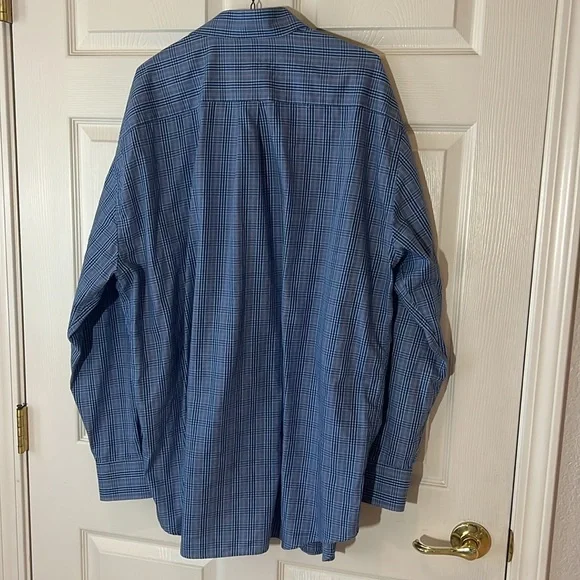 Peter Millar 100% Cotton Blue Plaid Button Down‎ Long Sleeve Dress Shirt, Sz XXL - Picture 2 of 11